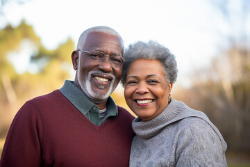 Wall Mural - Generative AI image photo of cheerful positive beautiful elderly couple have fun together