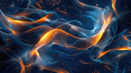 Aufkleber - Abstract pattern with blue and orange swirl of light with a lot of sparkles
