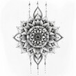 Symmetrical mandala or medallion design featuring symbolic elements tattoo design