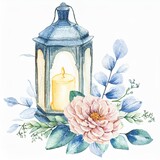Fototapeta  - Lampion z kwiatami ilustracja dekoracja