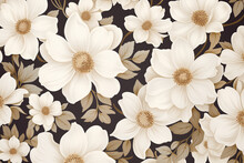 Generative Ai Of Elegant White Flower Pattern. 