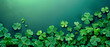 Clover Leaves Glittering with Morning Dew background with copy space
