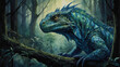 A shimmering, ethereal basilisk with glowing scales of iridescent blues and greens