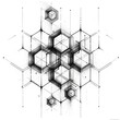 © MoriMori - Hexagonal cell structure or molecular diagram with fine line detailing tattoo design