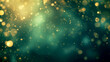 © MCGORIE - Yellow and gold circles abstract background. Bokeh shining particles on dark green background
