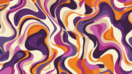 Wall Mural - Wavy abstract lines in warm hues