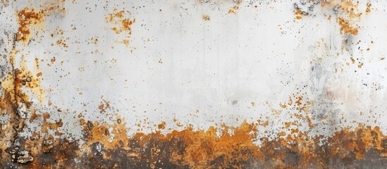 Poster - Detailed shot of a weathered metal surface against a plain white backdrop, showcasing textures and patterns reminiscent of urban decay and industrial art