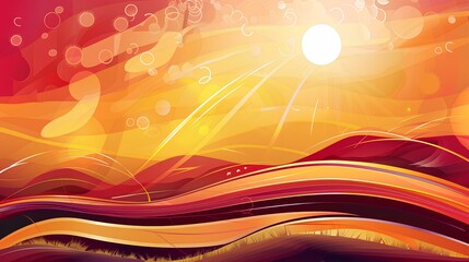 Canvas Print - Orange Sun Wave: Abstract Vector Illustration with Bright Gradient Colors, Red Summer Vibes, and Motion Blur