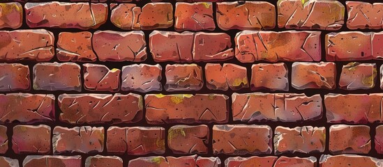 Sticker - A detailed shot of a brick wall showcasing the intricate pattern of red bricks. The building material adds a touch of art to the landscape