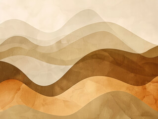 Wall Mural - A painting of a mountain range with a brown and tan color scheme