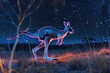 A kangaroo with a neon outline
