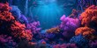 Vibrant Neon Coral Reef Underwater Seascape with Glowing Aquatic Life and Serene Atmosphere