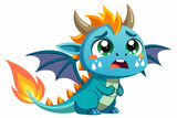 Fototapeta Dinusie - cute-dragon-crying-with-fire-tears--vector illustration 