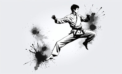 taekwondo fighter art vector, ink art