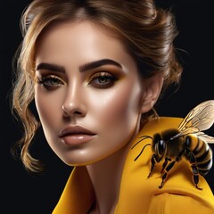 portrait of a woman with bee