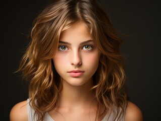 Young Girl With Long Hair and Blue Eyes