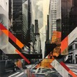 Contemporary Art Collage of Urban Skyline with Geometric Harmony

