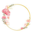 Transparent PNG. Gold Circle Frame, Circle Sketch, Circle Design, Floral Frame, Pink Flowers, Circle Frame, Botanical Frame, Floral Wreath, Template, Wedding Frame, Engagement Frame, Invitation
