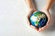 Concept - healing the Earth. Globe in hands. Illustration with place for text.