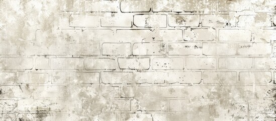 Poster - A detailed shot of a beige brick wall with chipped paint creating a rustic texture. The rectangular pattern adds a touch of vintage charm