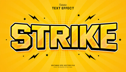 decorative yellow thunder strike editable text effect vector design