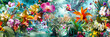 Tropische Pflanzenwelt mit bunten Blumen