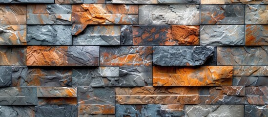Poster - A striking brick wall with a variety of colored bricks creates a stunning display of brickwork, showcasing different hues and textures in a closeup view