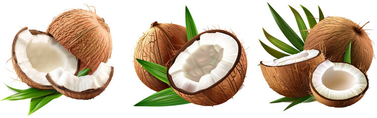 Poster - Coconut with half and leaves