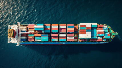 container ship with containers exporting goods to other countries