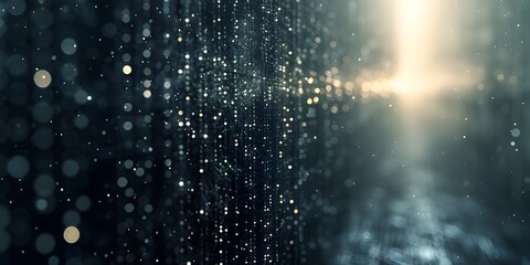 Poster - flowing binary code representing digital information and technology in the modern era