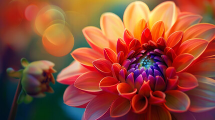 Canvas Print - A close up of a beautiful orange flower with a blue center