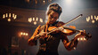© kusum - Portrait of a young girl violinist playing violin in theatre