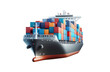 © DELWAR - container ship with cargo containers on transparent background