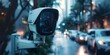 Surveillance Enhancing Public Safety in a Bustling City Night Scene with Traffic and Architectural Landmarks