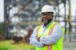 Professional black engineer assessing structural elements bringing expertise and insight to the forefront