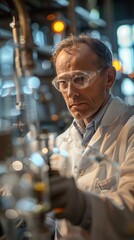 Wall Mural - specialist engineer in a lab coat testing chemical reactions for fuel efficiency innovations