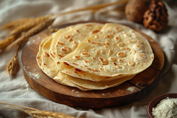 Canvas Print - Tortillas liegen auf einem Holzbrett