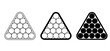 © MarkRademaker - Cartoon billiard triangle for billiard table or snooker table with cues and balls rack. Pyramid of billiard balls for pool table with cue and ball. Game tools. Sports game. Billiard balls racked in tr