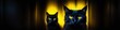 Abstract surrealistic illustration black cats on dark background. Background for social media banner, website and for your design, space for text.
