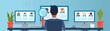 © ParinApril - A recruiter analyzing candidate profiles on a computer screen with a magnifying glass icon, representing the meticulous selection process