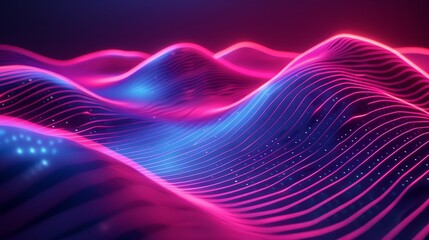 Wall Mural - 3D render abstract background with neon light lines speed, in the style of neon red and neon cyan