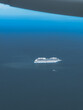 A cruise ship is floating in the ocean