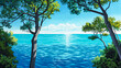 © shokokoart - Eine Landschaft mit Bäumen und Meer