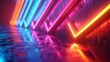 A 3D render of glowing neon arrows against a background of random color