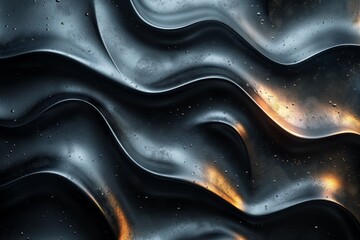 Poster - This image offers a dramatic texture of black liquid with gold accents that flows rhythmically suggesting luxury and elegance