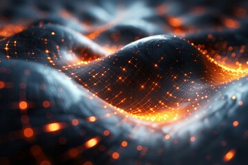 Poster - A stunning display of a dynamic glowing network of particles and lines representing connectivity in the digital age