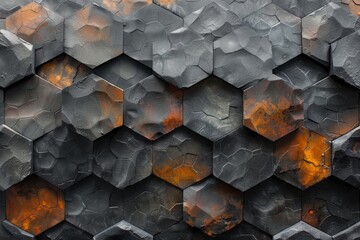 Poster - This image depicts hexagon shapes with a rustic, weathered look that creates a sense of aged artistry