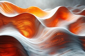 Poster - This image features vibrant abstract waves in hues of orange and white, suggesting dynamism and fluidity in art