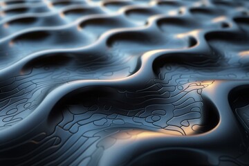 Poster - This image captures the contrast of smooth black fluid surfaces with striking golden highlights, creating a sense of luxury and elegance