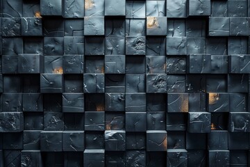 Poster - A close-up of a dark textured metal surface with selective focus on the pattern of rust patches, creating an abstract image